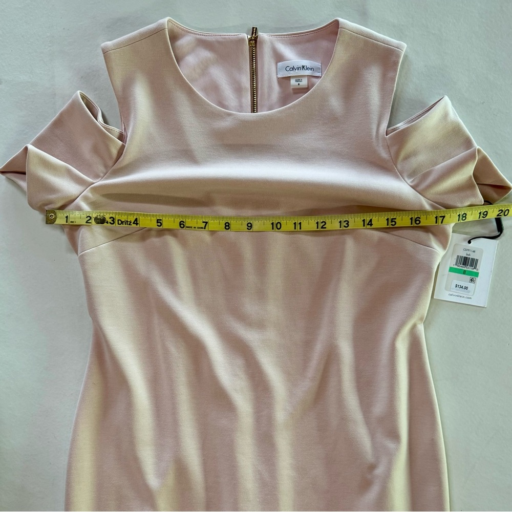 NWT Calvin Klein Cold-Shoulder Lined Sheath Dress Blush (8) - Picture 10 of 17